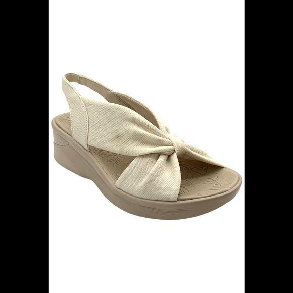 BZees Women's Serenade Wedge Sandal Cream - Wide - Picture 1 of 3